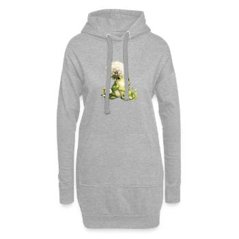 Grenouille mignonne avec pissenlit et fleurs pour - Sweat-shirt à capuche long Femme - gris chiné - Devant