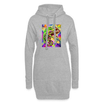 caméléon - Sweat-shirt à capuche long Femme - gris chiné - Devant