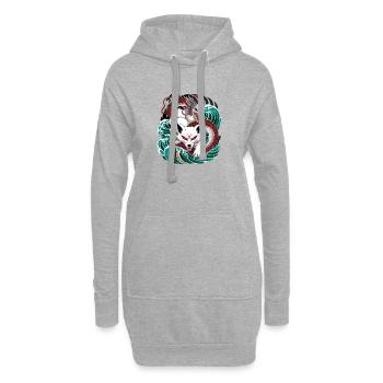 Renard et Dragon Kitsune japonais - Sweat-shirt à capuche long Femme - gris chiné - Devant