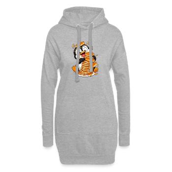 Dessin animé drôle de sirop de pancakes de pingouins - Sweat-shirt à capuche long Femme - gris chiné - Devant