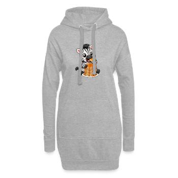 Dessin animé drôle de zèbre avec des pancakes - Sweat-shirt à capuche long Femme - gris chiné - Devant