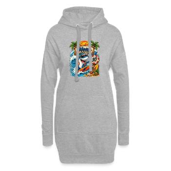 Noah surfeur Requin 10e anniversaire - Sweat-shirt à capuche long Femme - gris chiné - Devant