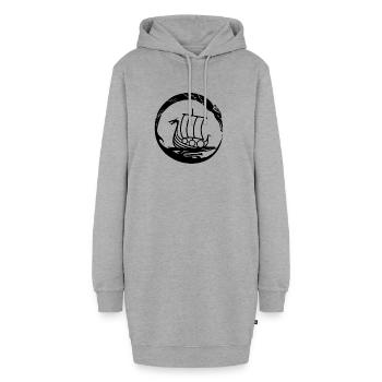 Celtic Irland Wikinger Keltisch Knoten Schiff - Hoodie-Kleid - Grau meliert - Vorne - AI Model Female 172 light (172cm)