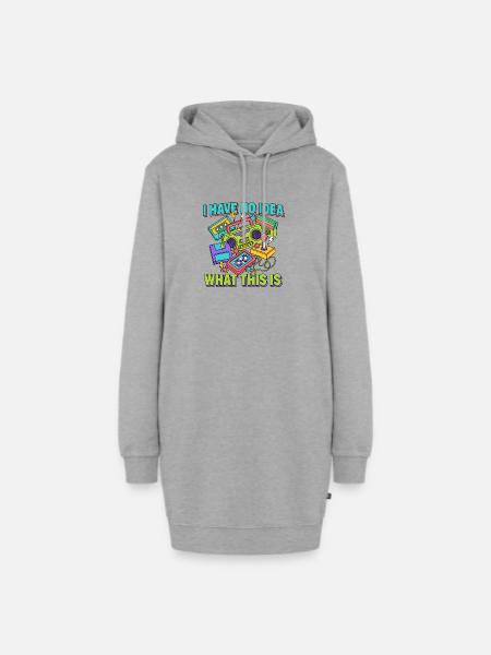 Retro-Boombox-Neon-Meme - Hoodie-Kleid - Grau meliert