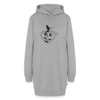 Schmetterlingdesign Pusteblumen Wiese Herzen Feen - Hoodie-Kleid - Grau meliert - Vorne - AI Model Female 172 light (172cm)