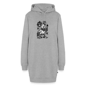 Punk Rock Duck Mohawk Anarchy Bird - Hoodie-Kleid - Grau meliert - Vorne - AI Model Female 172 light (172cm)