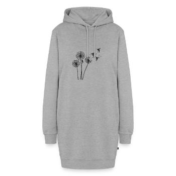Schmetterlingdesign Pusteblumen Wiese Herzen Feen - Hoodie-Kleid - Grau meliert - Vorne - AI Model Female 172 light (172cm)