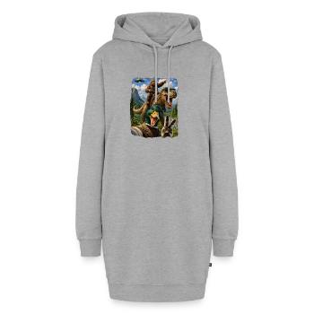 Mallard Duck Selfie Bigfoot T Rex UFO Funny Gifts - Hoodie-Kleid - Grau meliert - Vorne - AI Model Female 172 light (172cm)