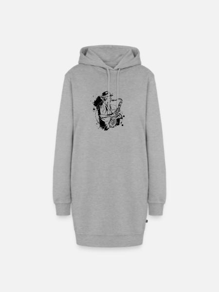 Saxophonspieler Streetart - Hoodie-Kleid - Grau meliert