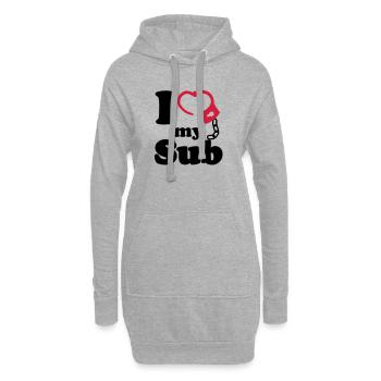 I Love my Sub - Hoodie-Kleid - Grau meliert - Vorne