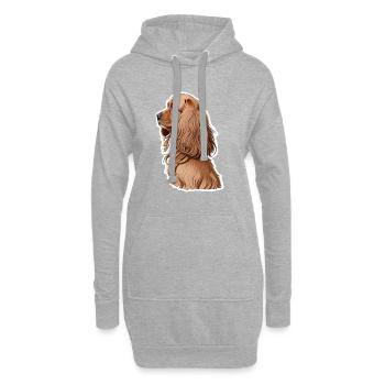 Cocker Spaniel - Hoodie-Kleid - Grau meliert - Vorne