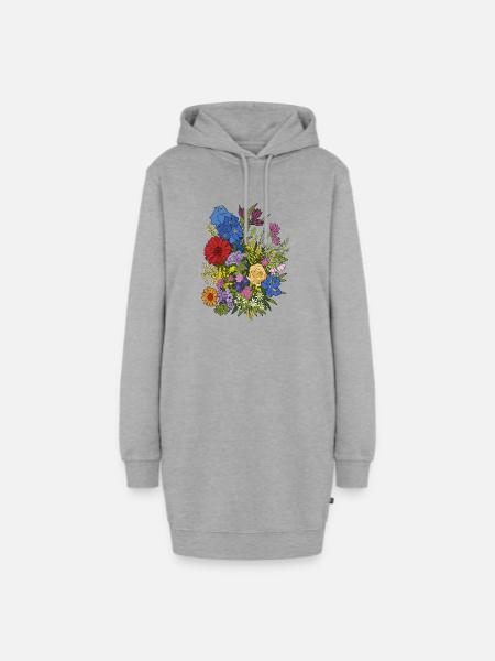 Sommerstrauß - Hoodie-Kleid - Grau meliert
