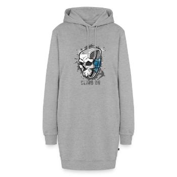 Mousqueton crâne d'escalade bloc - Sweat-shirt à capuche long Femme - gris chiné - Devant