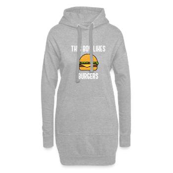 Junge mag Hamburger Lustiger Cheeseburger-Koch - Hoodie-Kleid - Grau meliert - Vorne