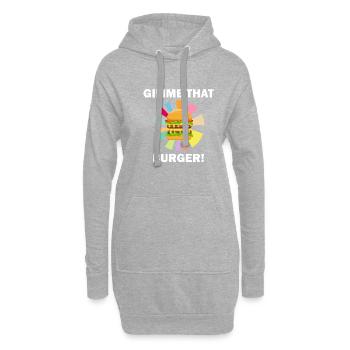 Gimme That Burger Lustiges Zitat: Hamburger essen - Hoodie-Kleid - Grau meliert - Vorne