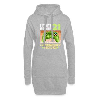 21. Geburtstag Gamer zocken Geburtstjahr 2002 - Hoodie-Kleid - Grau meliert - Vorne