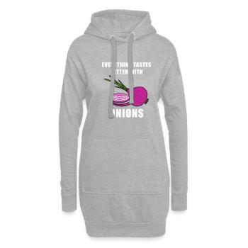 Un dicton ironique pour les amateurs d'oignons - Sweat-shirt à capuche long Femme - gris chiné - Devant