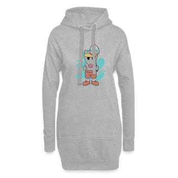 Süße Maus spielt Badminton Lustiger Hobbysport - Hoodie-Kleid - Grau meliert - Vorne