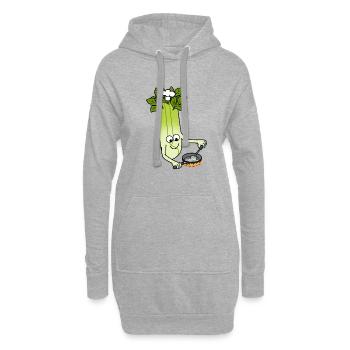 Celery Chef Ironic Cute Leek Vegetables - Hoodie Dress - heather grey - Front