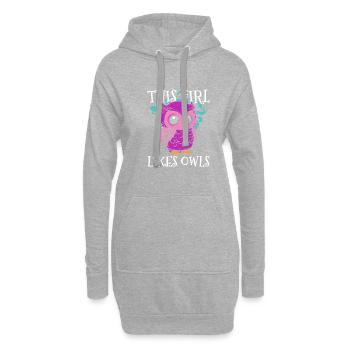 Mädchen mag Eulen Natur Tiere Wildtiere Vögel - Hoodie-Kleid - Grau meliert - Vorne