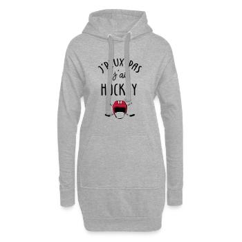 J'peux pas j'ai hockey - Sweat-shirt à capuche long Femme - gris chiné - Devant