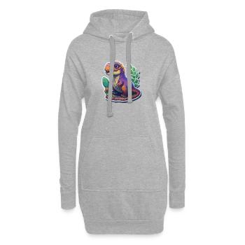 Bébé dinosaure - Sweat-shirt à capuche long Femme - gris chiné - Devant