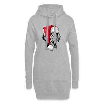 Santa Braque de Weimar Noël à poil long Wilsigns - Sweat-shirt à capuche long Femme - gris chiné - Devant