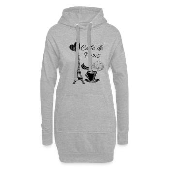 Cafe de PARIS Maillot Tour Eiffel France - Sweat-shirt à capuche long Femme - gris chiné - Devant