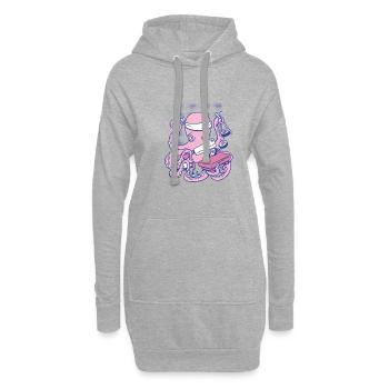 Octopus Sushi Chef Cartoon Japanische Sushi - Hoodie-Kleid - Grau meliert - Vorne