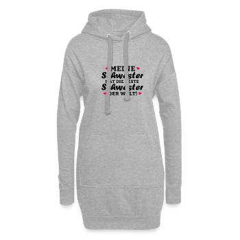 Meine Schwester hat die beste Schwester der Welt - Hoodie-Kleid - Grau meliert - Vorne