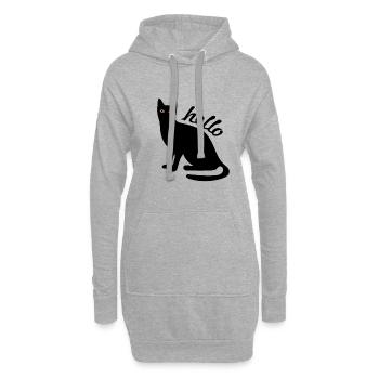 Hello chat cadeau amoureux des chats animaux - Sweat-shirt à capuche long Femme - gris chiné - Devant