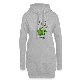 Eidechsen Fan Haustier Niedliche Echse Reptil - Hoodie-Kleid - Grau meliert - Vorne