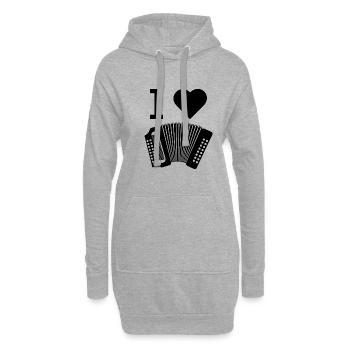 I love accordion Geschenk Ziehharmonika - Hoodie-Kleid - Grau meliert - Vorne