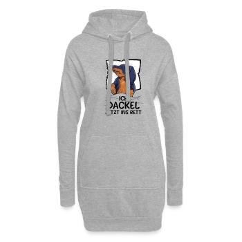 Offizielles Schlafshirt Ich Dackel Jetzt Ins Bett - Hoodie-Kleid - Grau meliert - Vorne