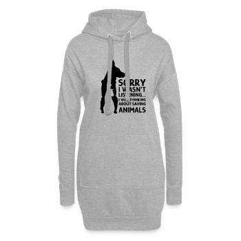 Über die Rettung von Tieren nachdenken Tierschutz - Hoodie-Kleid - Grau meliert - Vorne