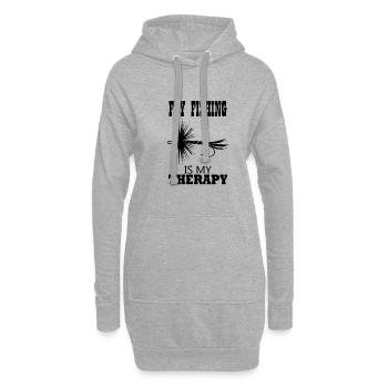 Pêche à la mouche en tant que truite thérapeutique - Sweat-shirt à capuche long Femme - gris chiné - Devant