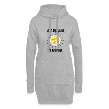 Distrait par la soupe miso ironique dicton ramen - Sweat-shirt à capuche long Femme - gris chiné - Devant