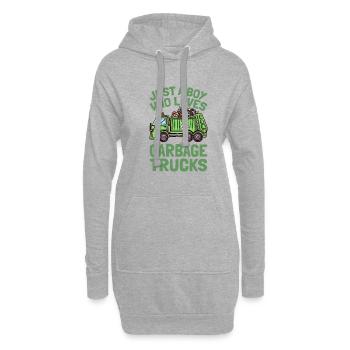 Juste un garçon qui aime les camions à ordures Camion à ordures - Sweat-shirt à capuche long Femme - gris chiné - Devant