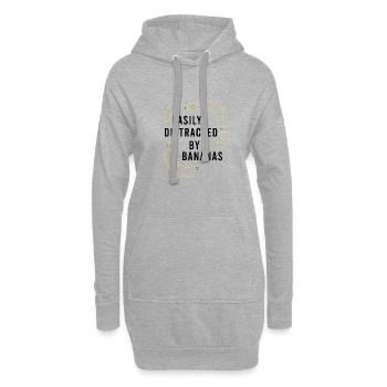 Abgelenkt von Bananen Gesunde exotische Früchte - Hoodie-Kleid - Grau meliert - Vorne