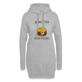 Hamburgers et notes de musique Musician Burger - Sweat-shirt à capuche long Femme - gris chiné - Devant