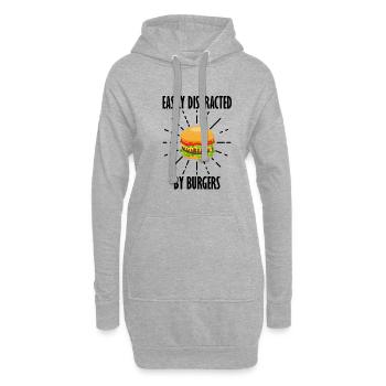 Fast Food Hamburger Cheeseburger mit lustigem - Hoodie-Kleid - Grau meliert - Vorne