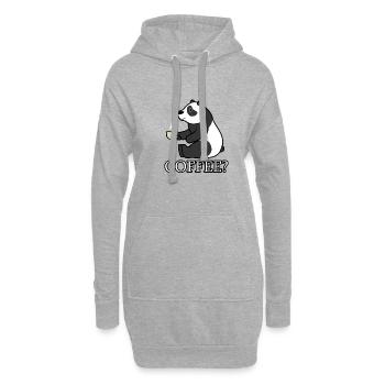 Pandas et Coffee Lazy Monday Work, dicton ironique - Sweat-shirt à capuche long Femme - gris chiné - Devant