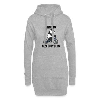 Bicycle and Panda Bears Wildlife Eucalyptus - Hoodie Dress - heather grey - Front