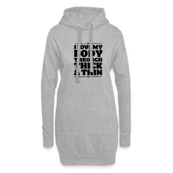 Liebe deinen Körper - Hoodie-Kleid - Grau meliert - Vorne