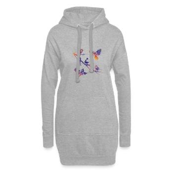 Vögel auf einem Zweig - Hoodie-Kleid - Grau meliert - Vorne