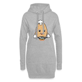 Kartoffeln kochen Lustiger Hobbykoch Kartoffel - Hoodie-Kleid - Grau meliert - Vorne