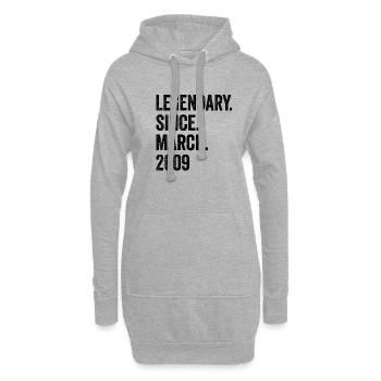 14 ans légendaires depuis mars 2009 14e anniversaire - Sweat-shirt à capuche long Femme - gris chiné - Devant
