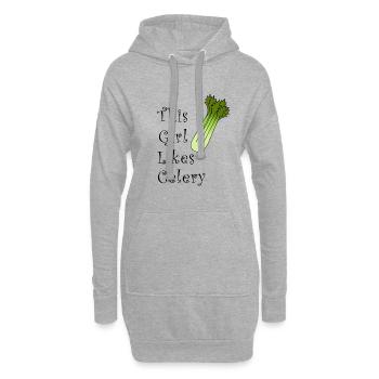 Une fille aime le céleri et les poireaux - Sweat-shirt à capuche long Femme - gris chiné - Devant