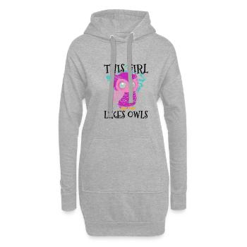 Mädchen mag Eulen, süße Wildtiere, Tiere, Wald, - Hoodie-Kleid - Grau meliert - Vorne