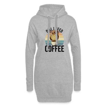 Eule braucht Kaffee und ist müde vom Lazy Monday - Hoodie-Kleid - Grau meliert - Vorne